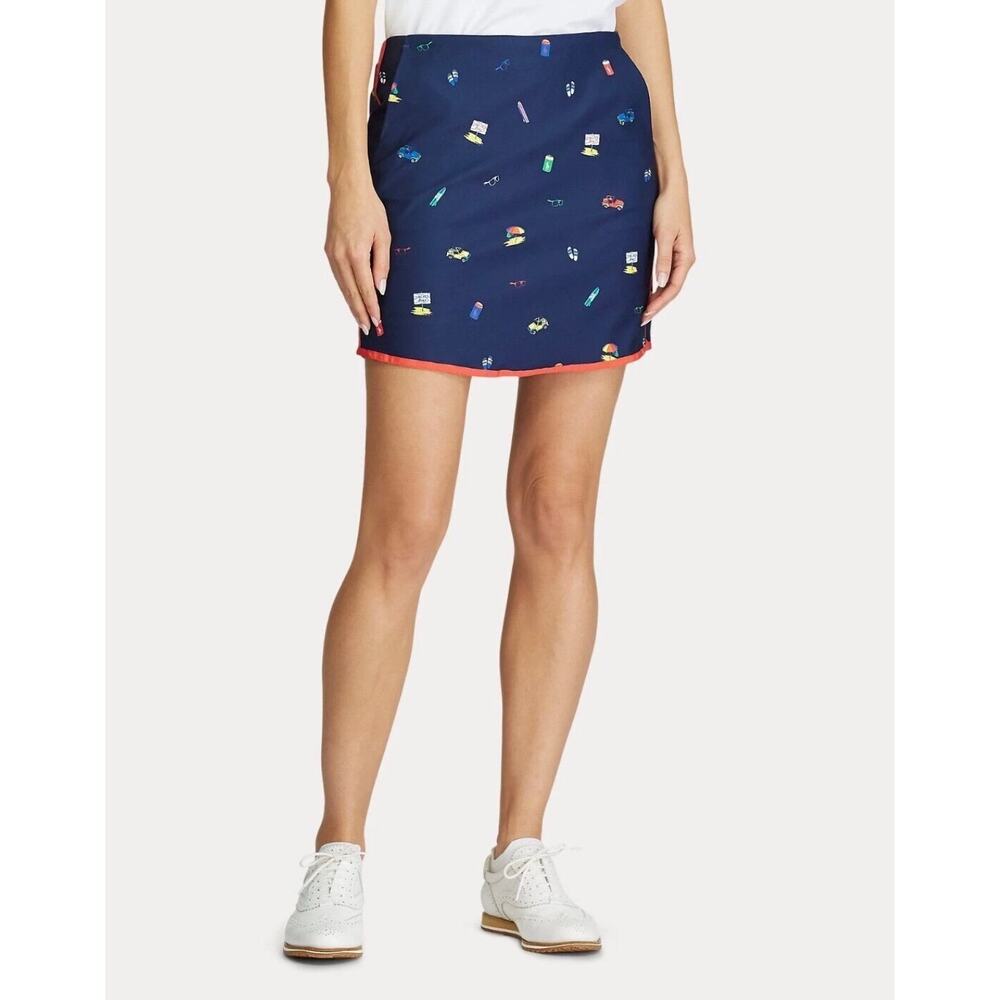 NWT Polo Ralph Lauren Women's Navy Beach-Print Golf Skort $148 Sz 8